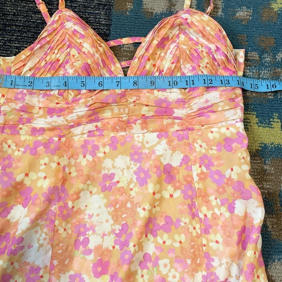 ASOS DESIGN cami pleated midi dress with if split in coral floral print - Picture 7 of 11